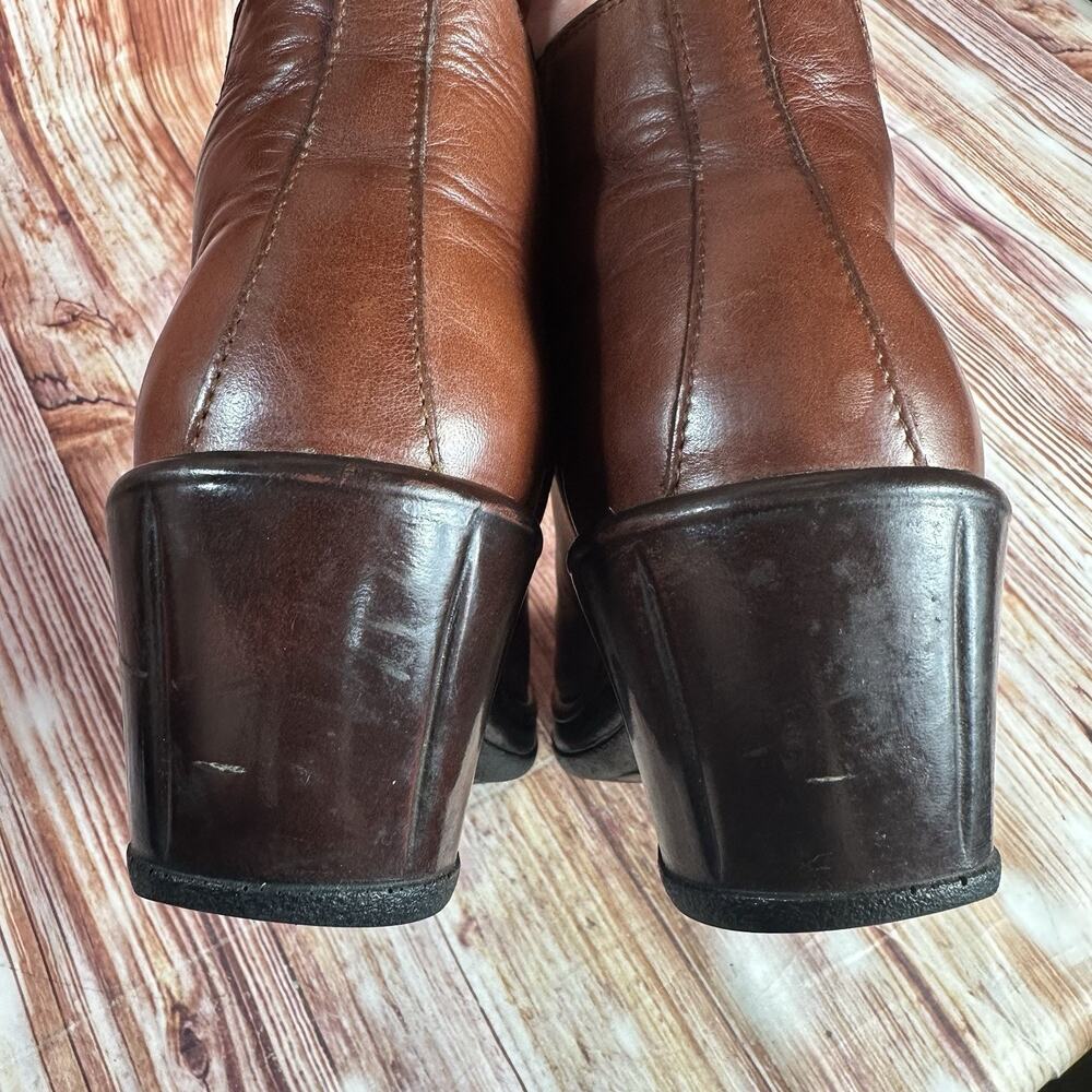 Dansko Brown Leather Ankle Boot Sz 40 US 9.5-10 Chelsea Bootie Block Heel Shoes - Picture 9 of 10